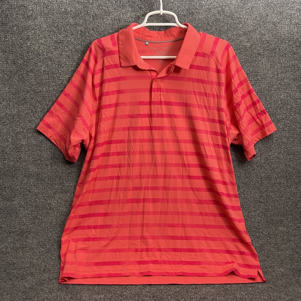 Under Armour ISO-CHILL Striped Golf Polo Shirt Men's XL Red Short Sleeve